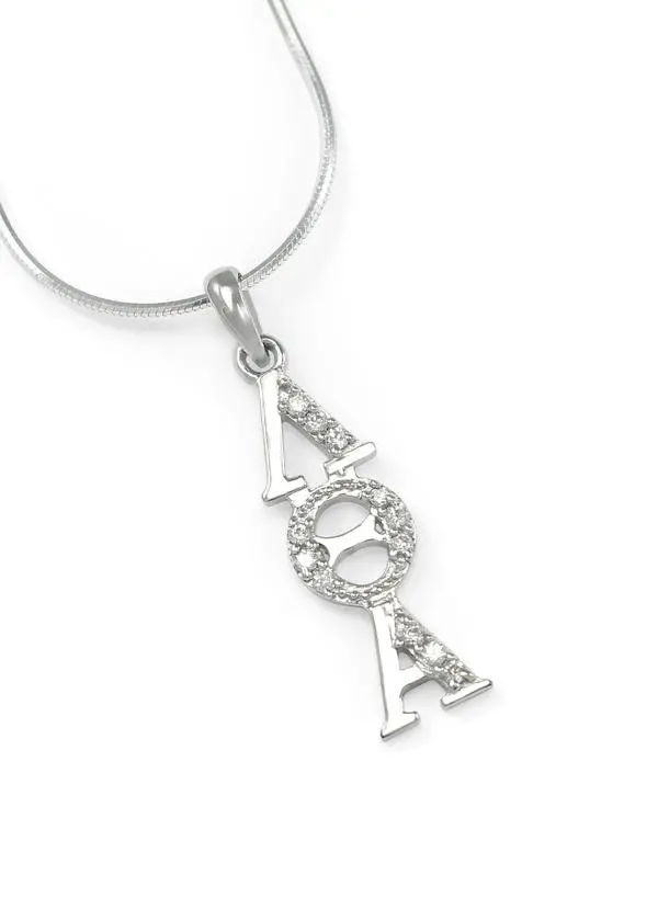 Lambda Theta Alpha Sterling Silver Lavaliere With Crystals 1