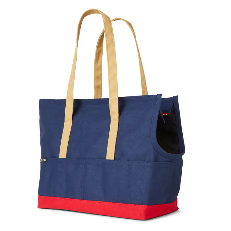 Canvas Pet Tote In Navy & Red (Made In The Usa) (Direct Ship) 1