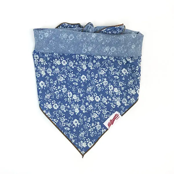 M.N. Davis & Son | Dog Bandana In Chambray Blue Floral 1