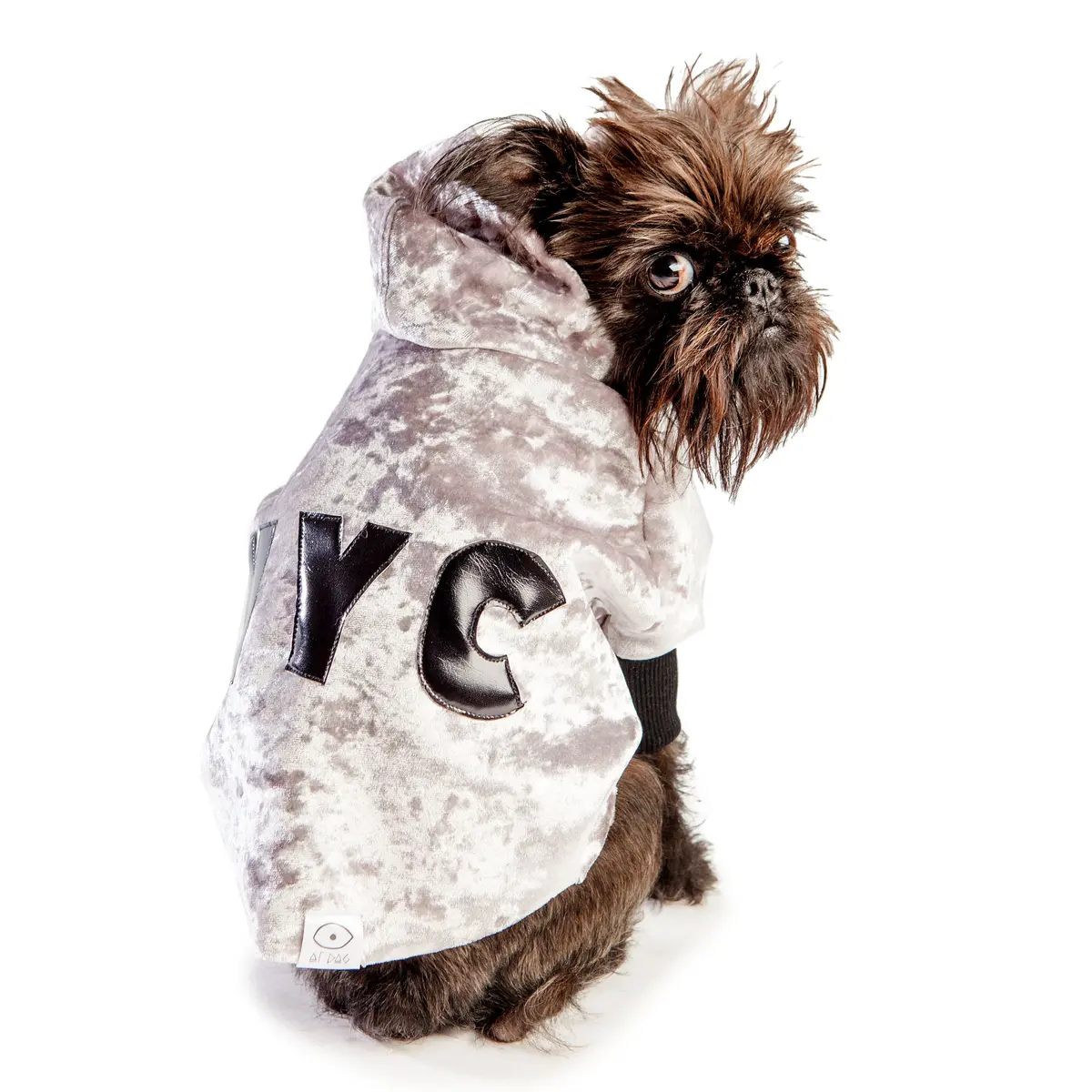 Eye Of Dog | Nyc Hoodie In Silver Neoprene Velveteen (Dog & Co. Exclusive) 1