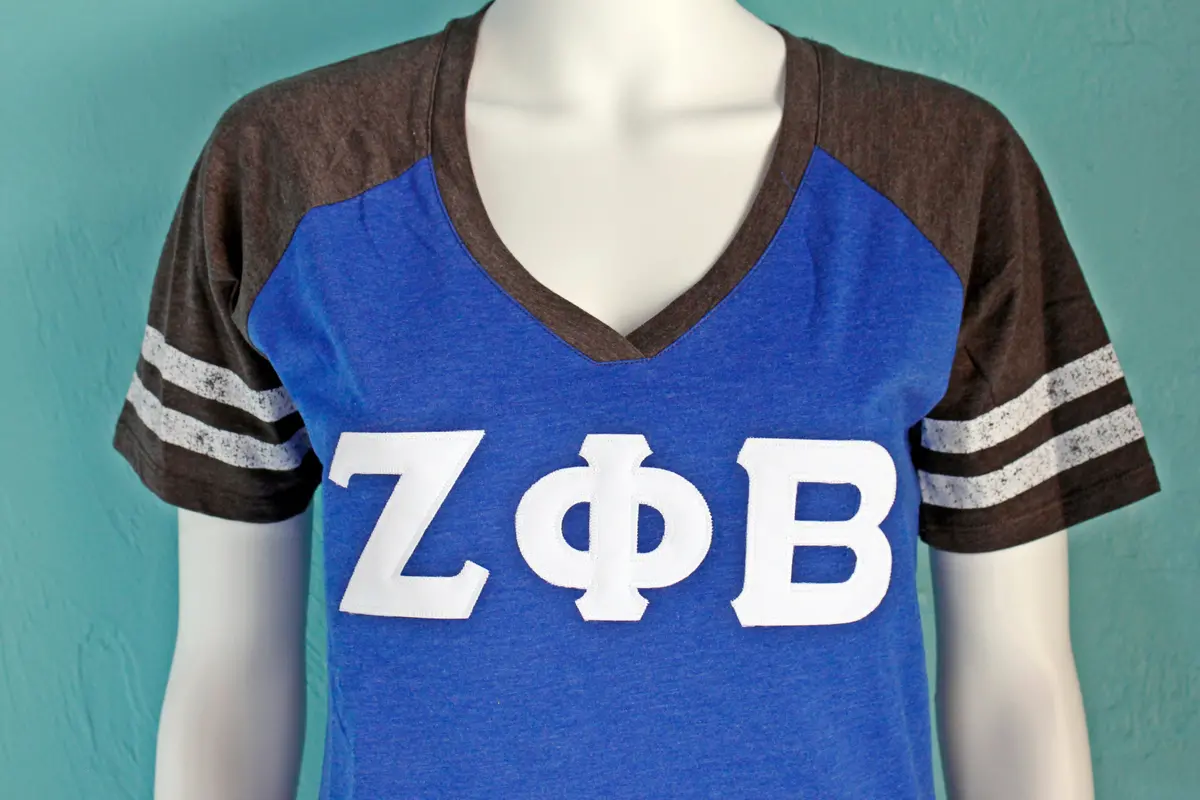 Zeta Phi Beta Striped Sleeve V-Neck 1