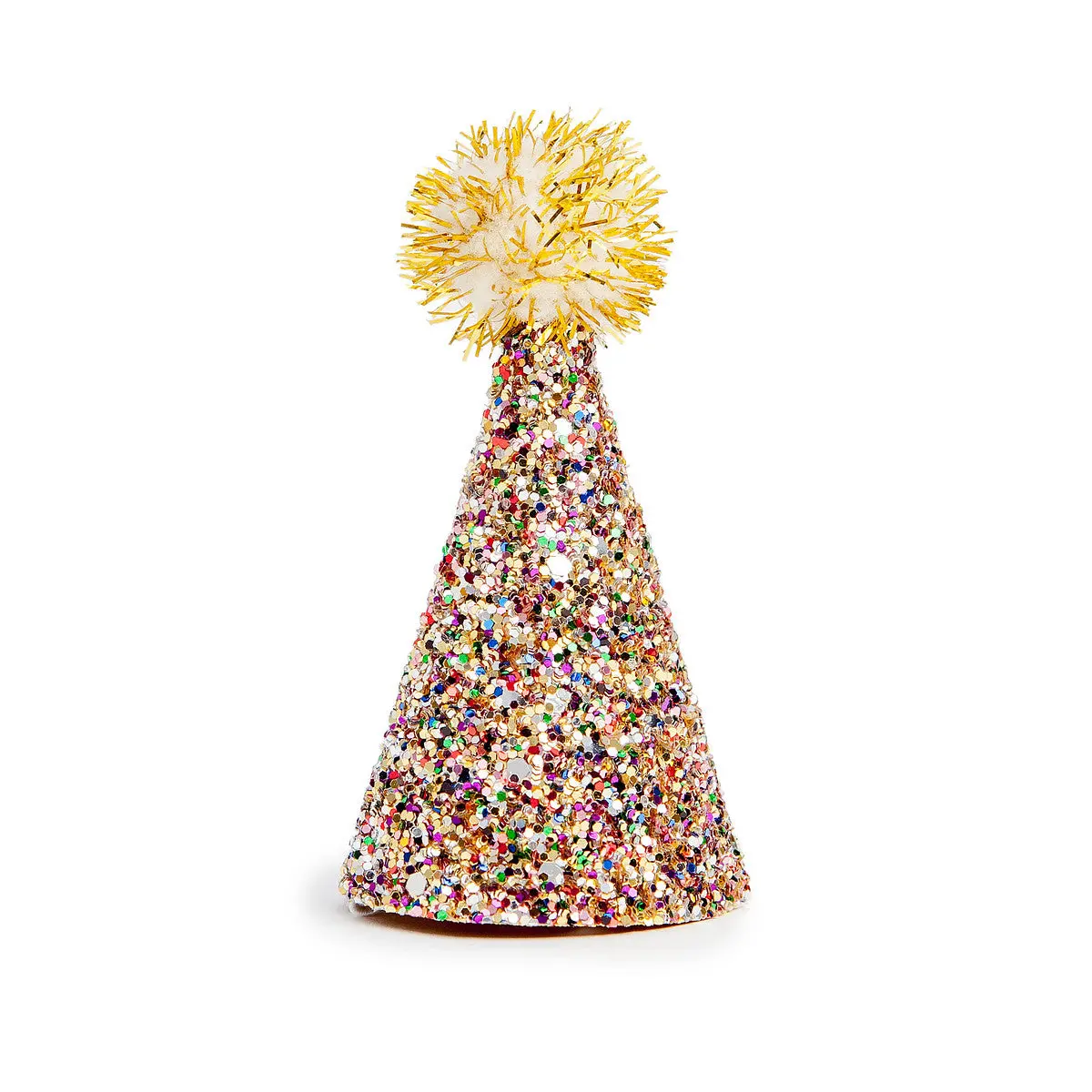 Buster's Party Shop | Confetti Glitter + Gold Pom Pom Mini Party Hat 1