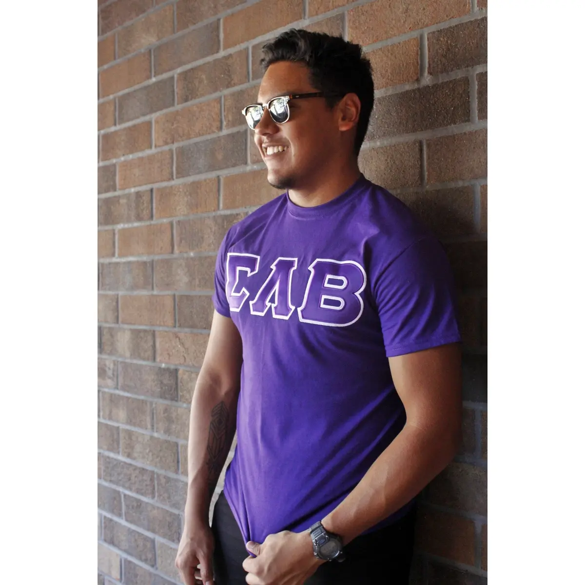 Sigma Lambda Beta Satin-Stitch Greek Letter Tee 1