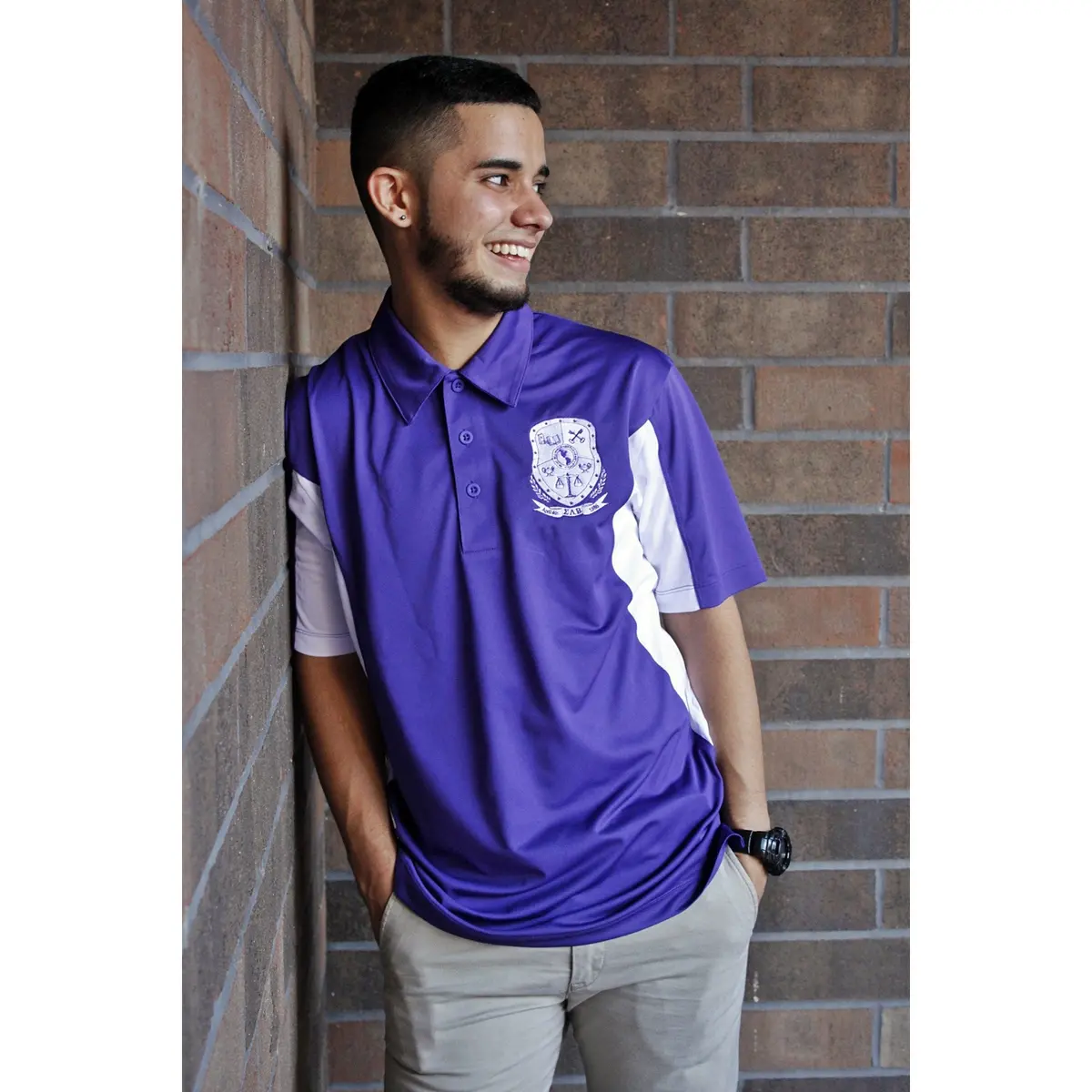 Sigma Lambda Beta Side Blocked Micro Pique Sport-Wick Polo 1