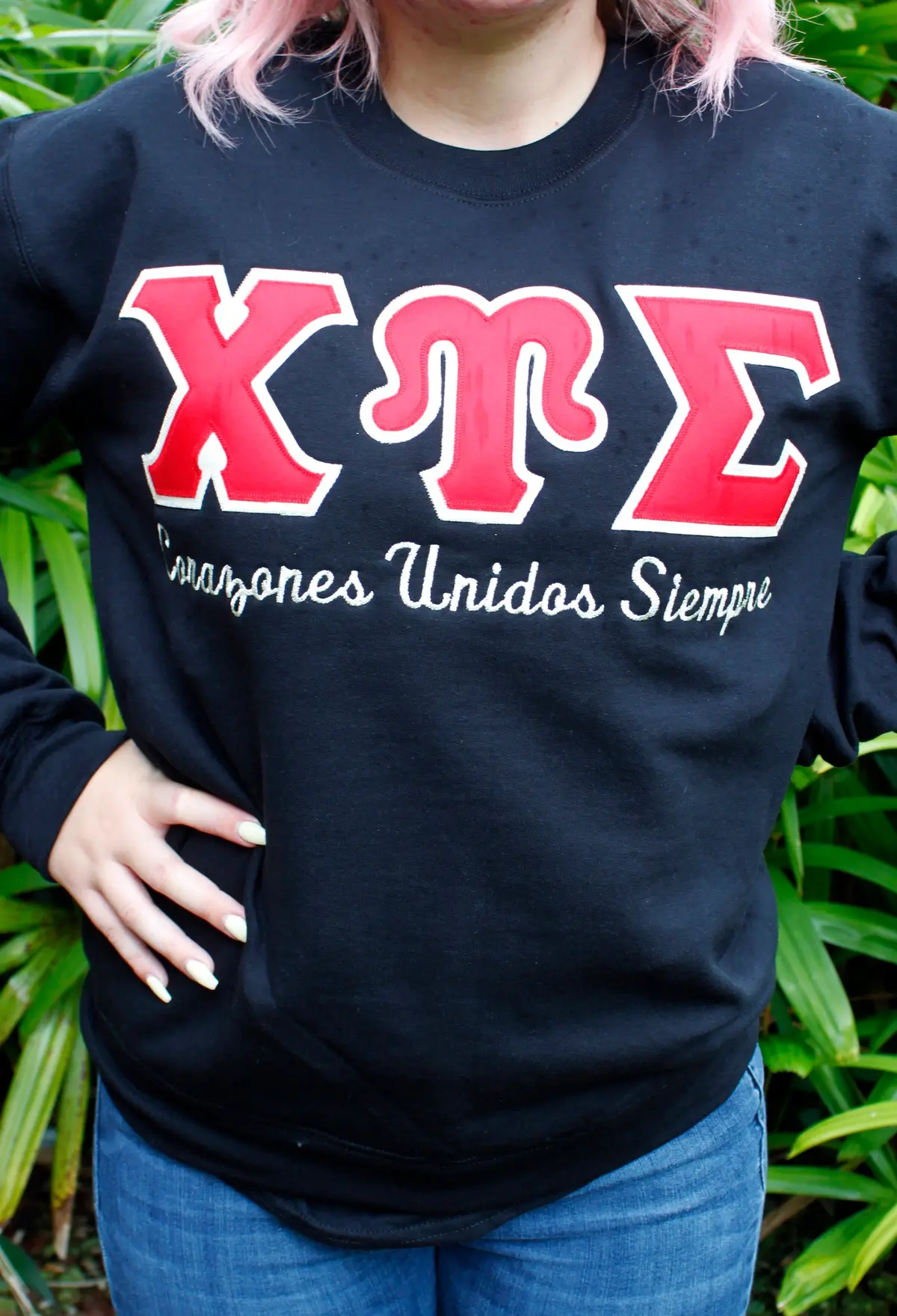Chi Upsilon Sigma "Corazones Unidos Siempre" Crewneck Sweatshirt 1