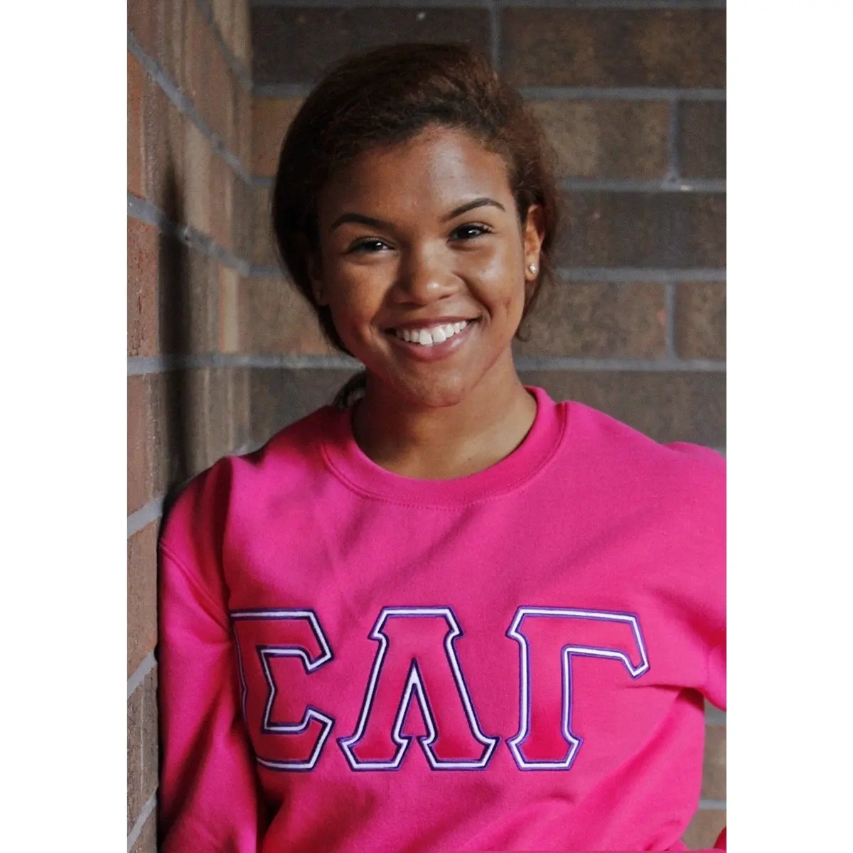 Sigma Lambda Gamma Pink Satin Stitch Crewneck 1