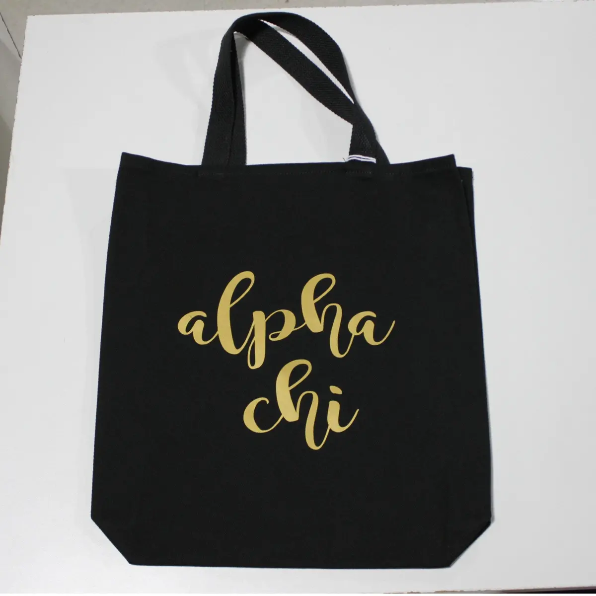 Alpha Chi Omega Black Vinyl Tote 1