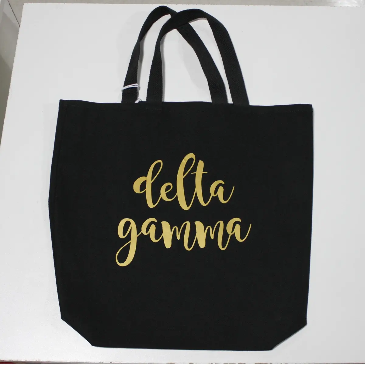 Delta Gamma Black Vinyl Tote 1