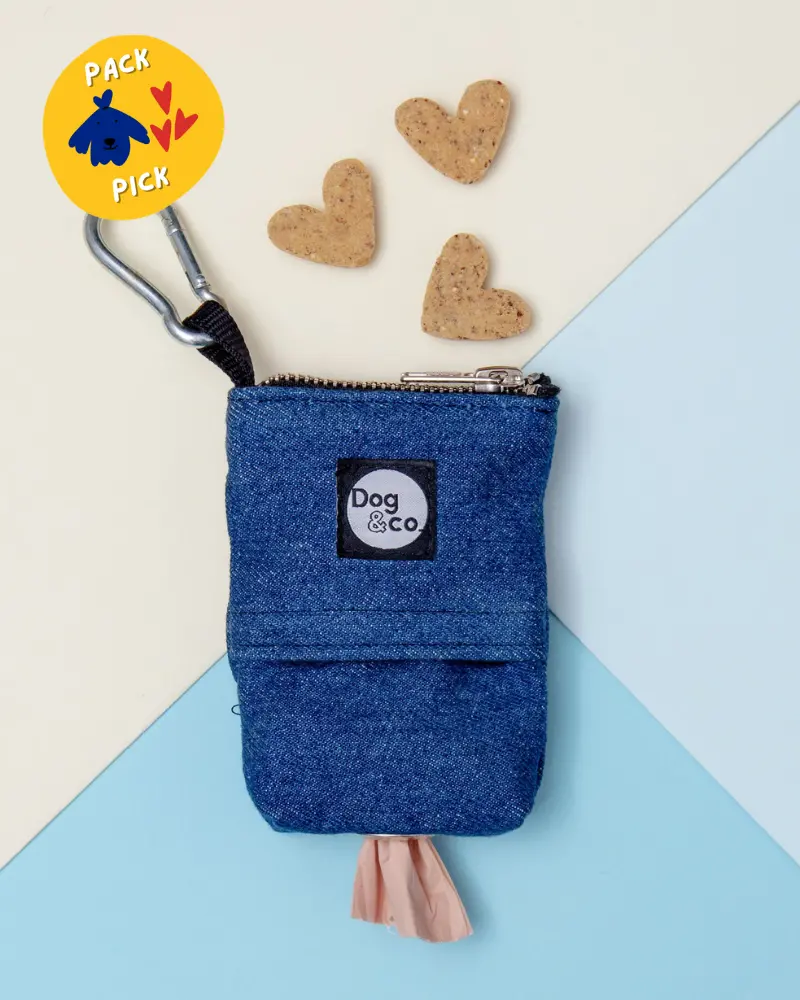 Good Girl Bag Treat + Poop Bag Holder In Denim + Black (Made In Nyc) 1