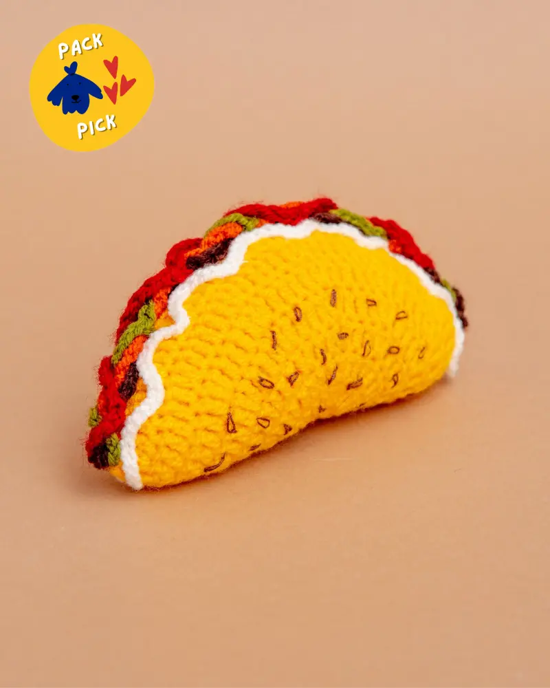Hand-Knit Taco Squeaky Dog Toy 1