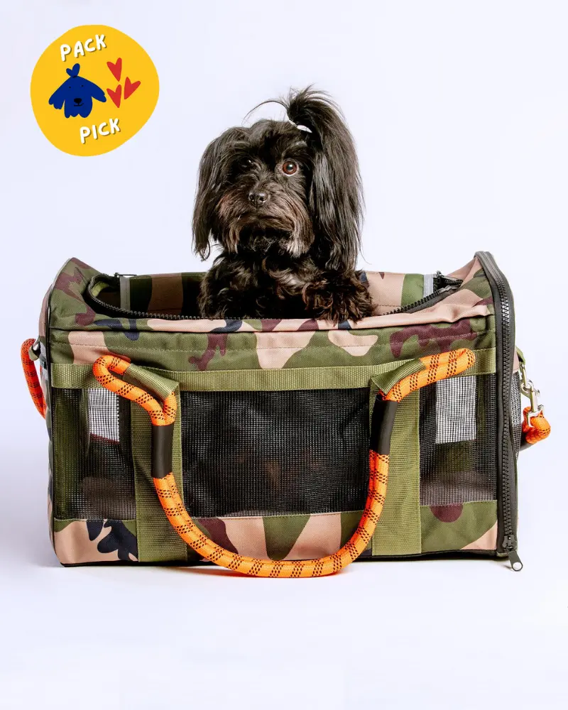 Out-Of-Office Airline Compliant Pet Carrier In Camo W/ Orange (Pro Edition) 1