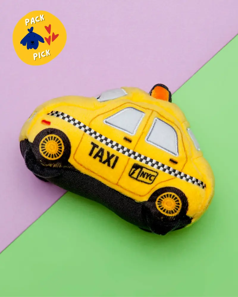 Canine Commute Taxi Plush Crinkle + Squeaky Dog Toy 1