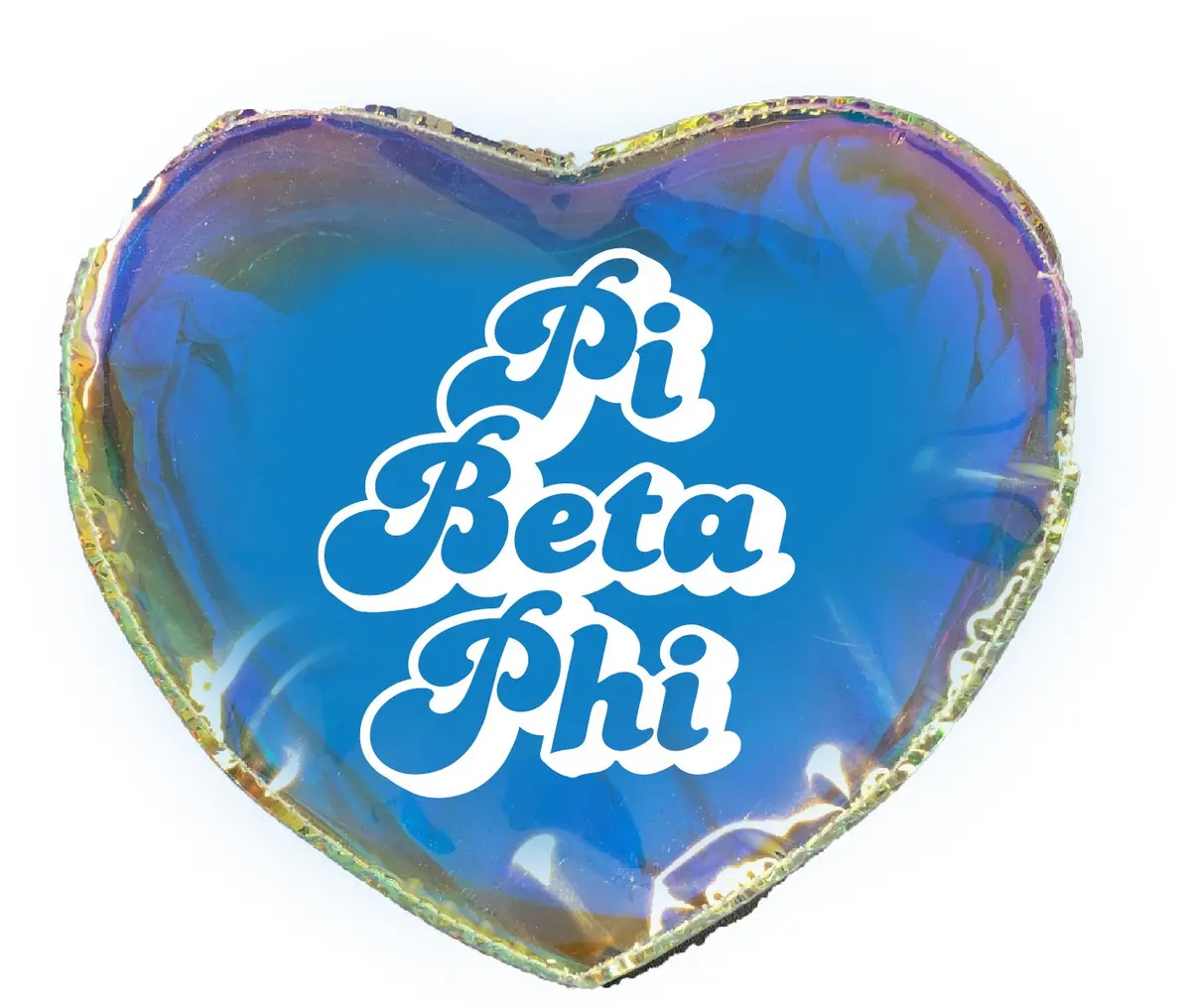 Pi Beta Phi Gamma Holographic Heart Shaped Makeup Bag 1