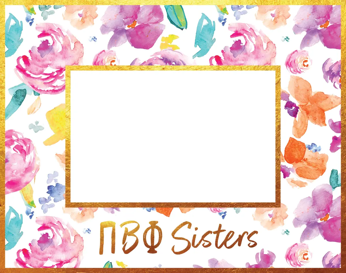 Pi Beta Phi Gold Foil & Floral Painted Wooden Picture Frame 1