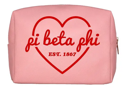 Pi Beta Phi Pink & Red Heart Makeup Bag 1