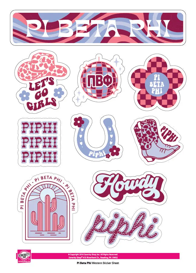 Pi Beta Phi Western Disco Sticker Sheet 1