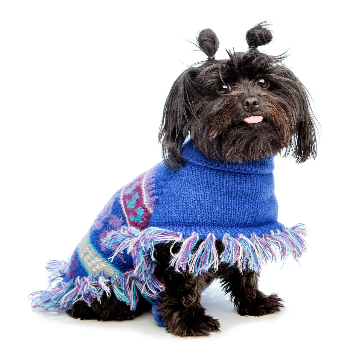 Peruvian Knits | Blue Snowflake Sweater Poncho 1