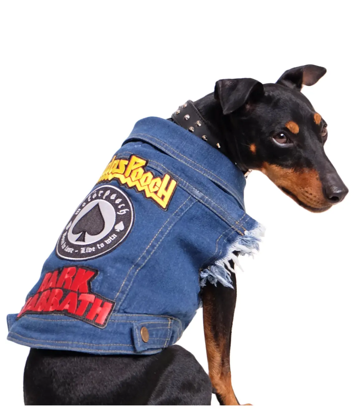 Raw Blue Denim Dog Jacket With Patches << Clearance >> 1