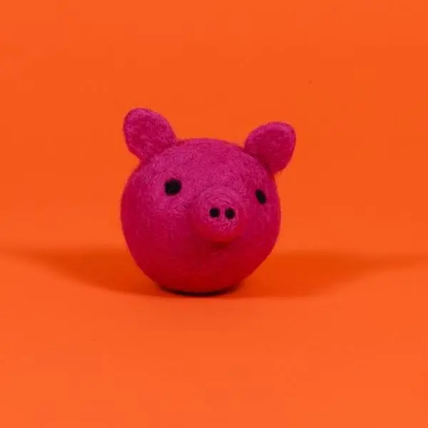 Ware Of The Dog | Boiled Wool Pig Face Ball Toy 1