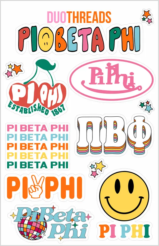 Pi Beta Phi Rainbow Sticker Sheet 1