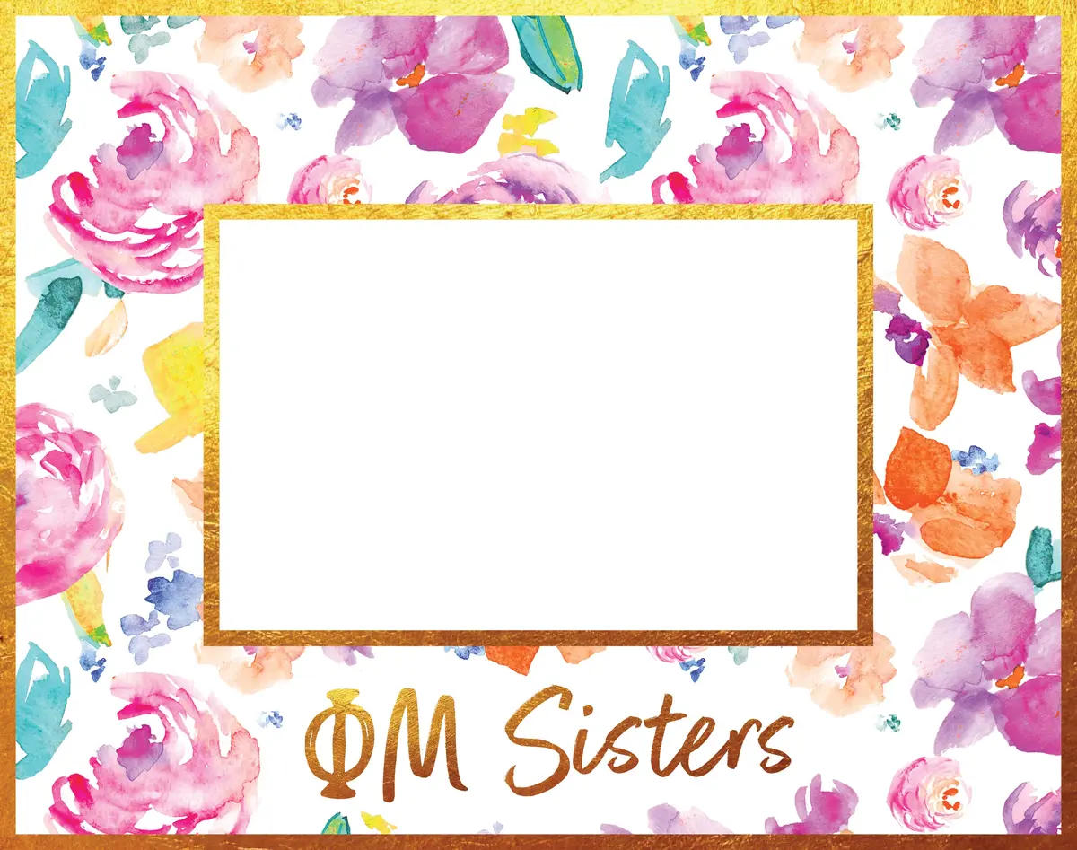 Phi Mu Gold Foil & Floral Painted Wooden Picture Frame 1