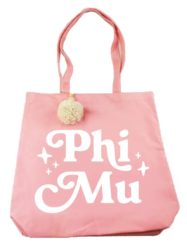 Phi Mu Pom Pom Tote Bag 1