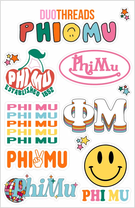 Phi Mu Rainbow Sticker Sheet 1