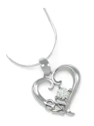 Phi Mu Sterling Silver Heart Lavaliere 1