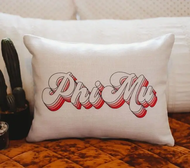 Phi Mu Retro Throw Pillow 1