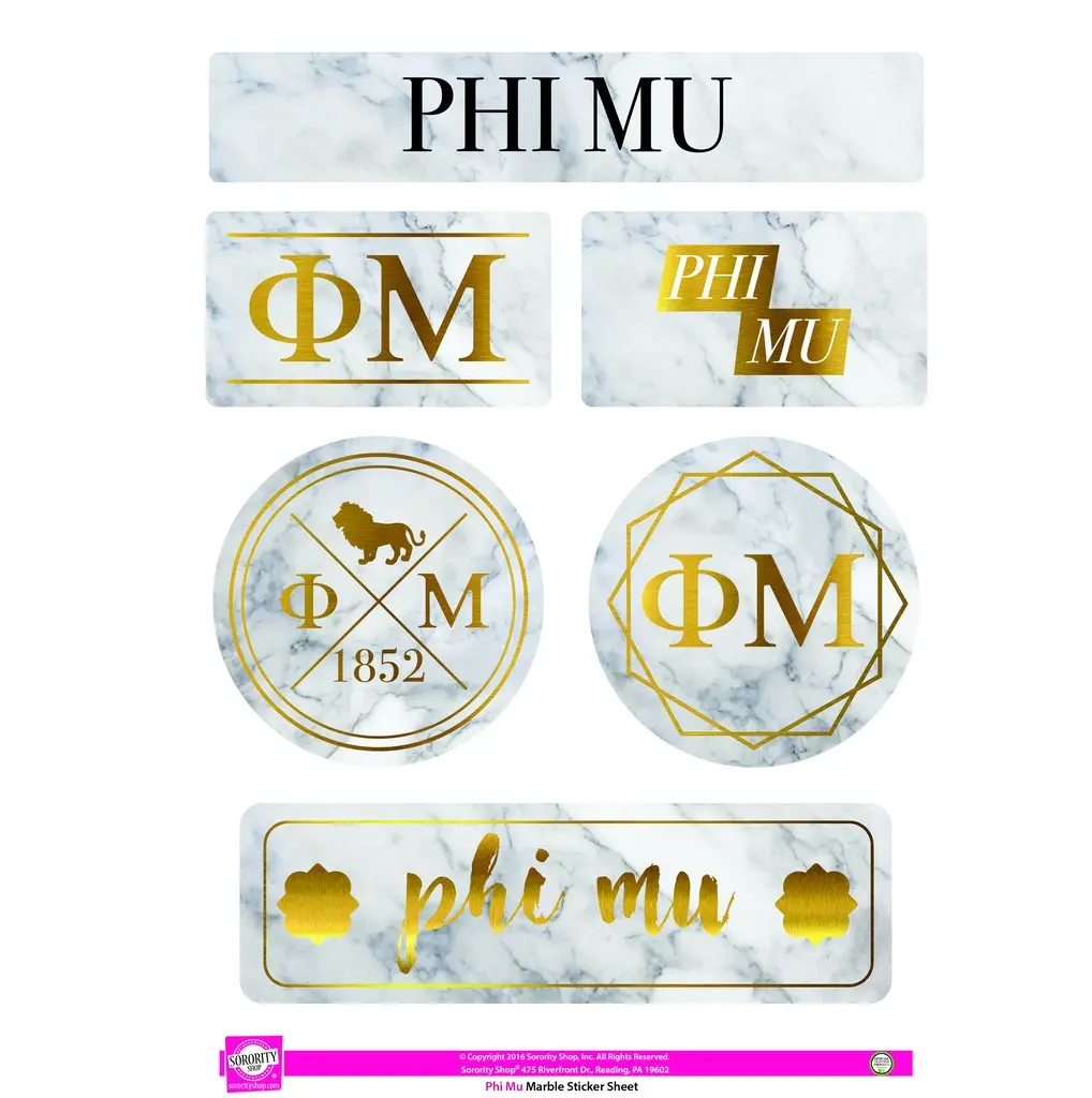 Phi Mu Marble Sticker Sheet 1