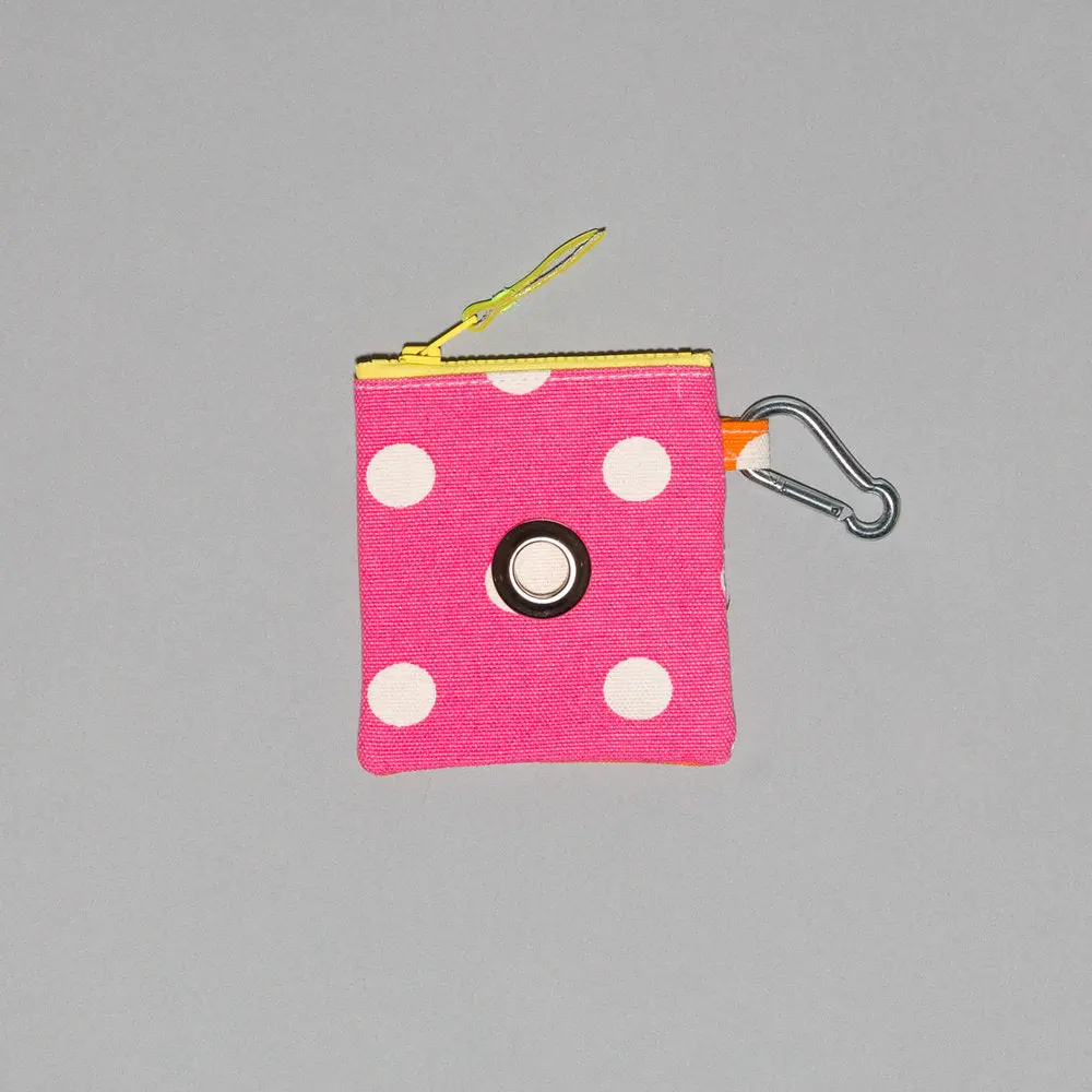 Ware Of The Dog I Polka Dot Canvas Pouch In Pink/Orange 1