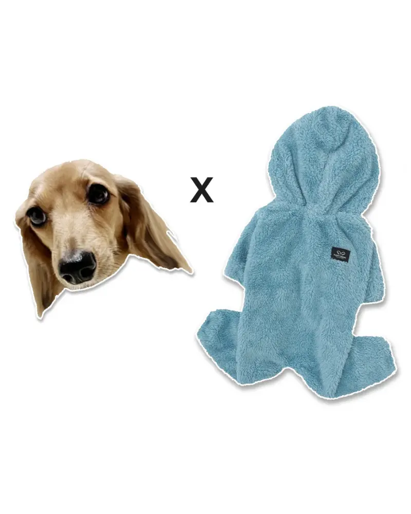 Boa Fleece Onesie For Dogs - Dachshund Fit (In Blue, Pink, Ivory, Or Grey) (Final Sale) 1