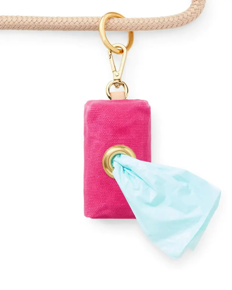 Hot Pink Waxed Canvas Waste Bag Dispenser (Made In The Usa) 1