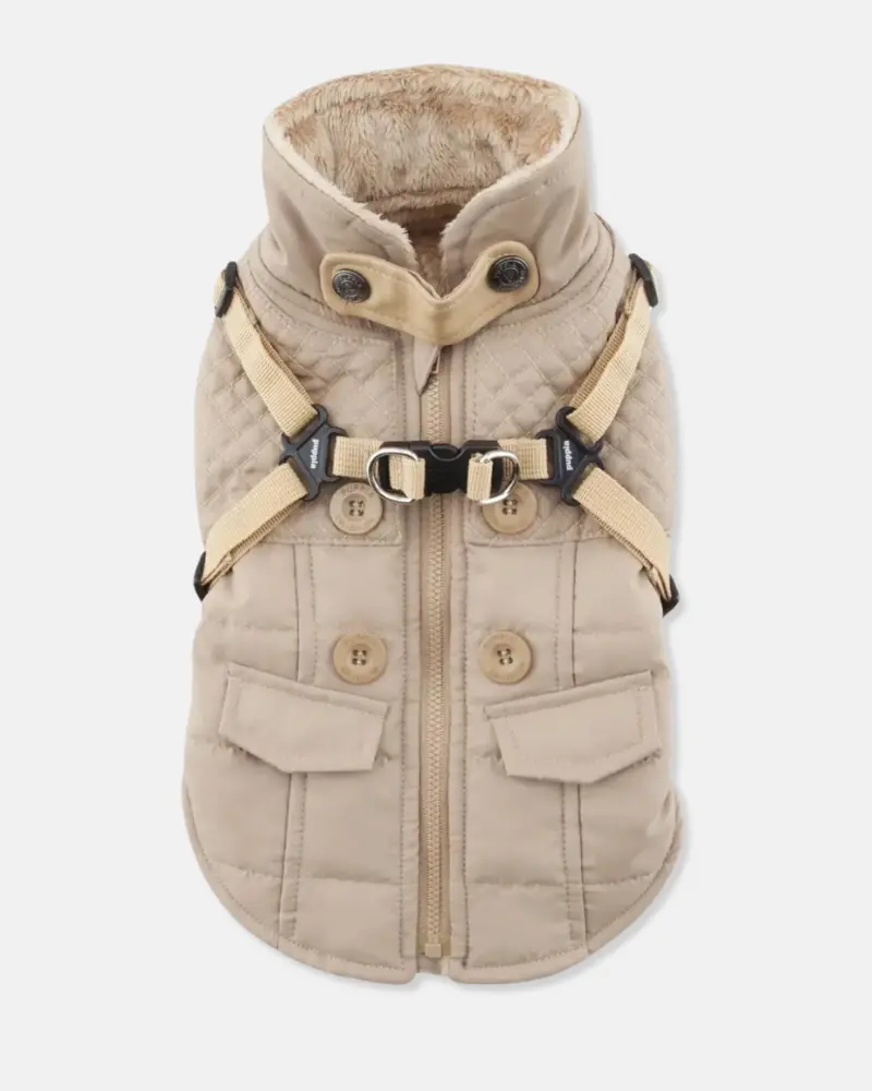 Wilkes Winter Harness Dog Jacket In Beige (Final Sale) 1