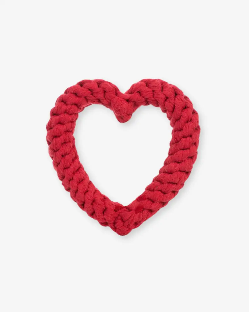 Heart Rope Dog Toy In Red 1