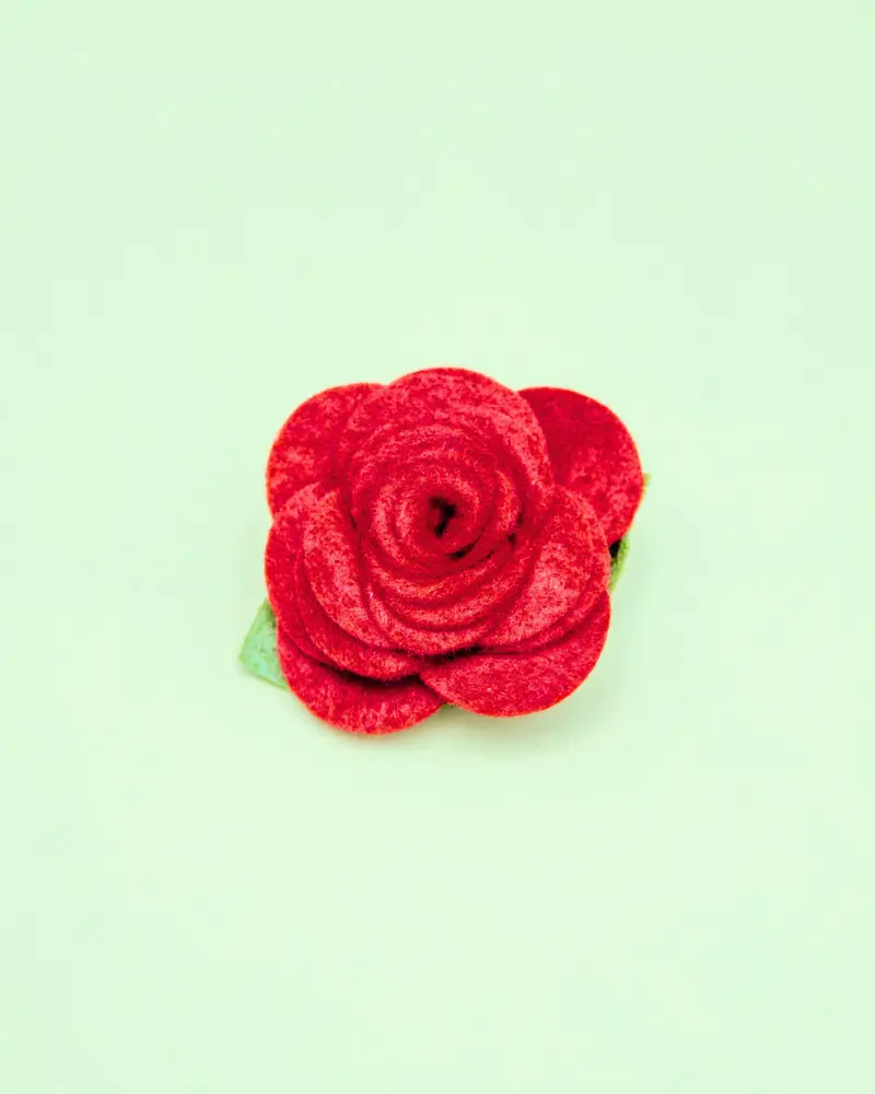 Red Rose Dog Collar Flower (Made In The Usa) 1