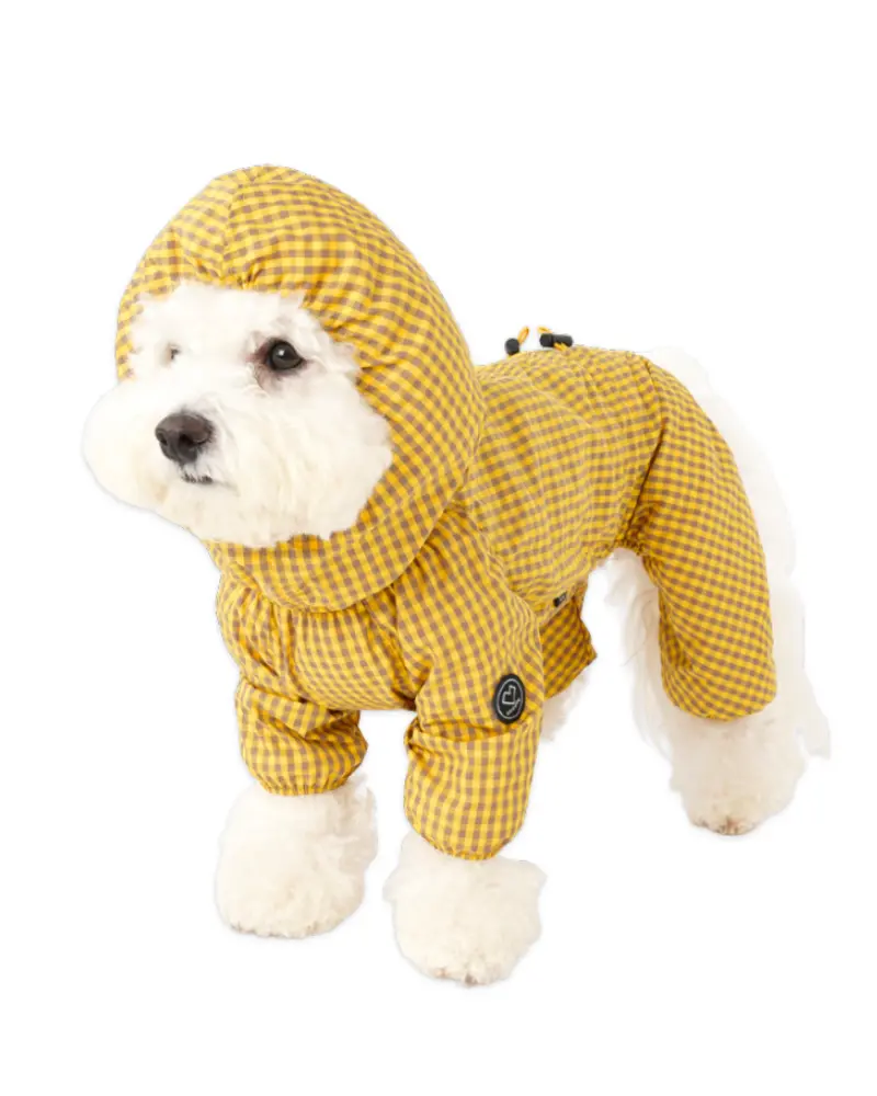 Waterproof Check Rain Coverall For Dogs 1
