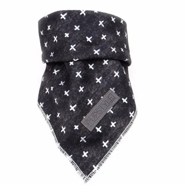 Pupstyle | Black Cross Tie-Up Reversible Bandana 1