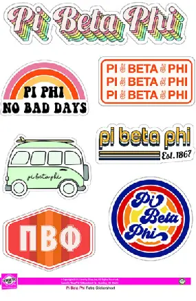 Pi Beta Phi Retro Sticker Sheet 1