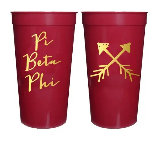 Pi Beta Phi Sorority Stadium Cup With Gold Foil Print 1