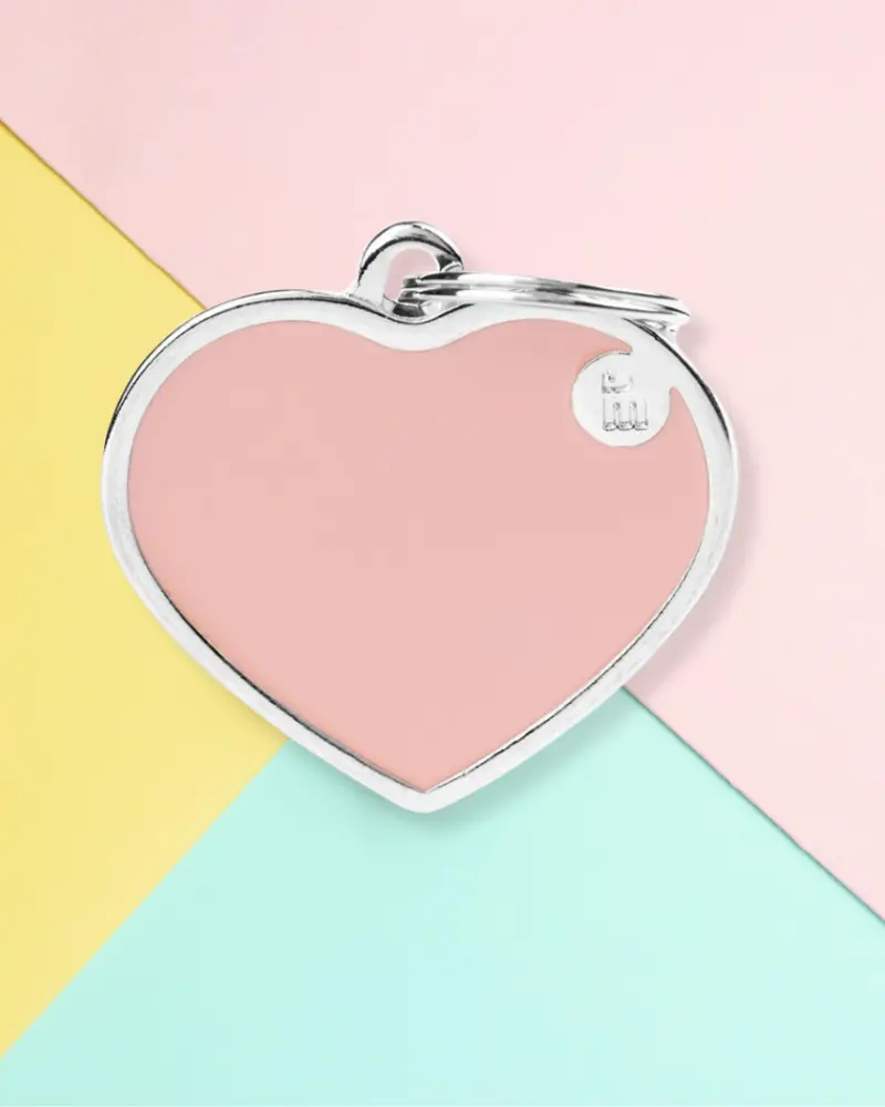 Handmade Heart Tag In Blush Pink Custom Pet Id Tag 1