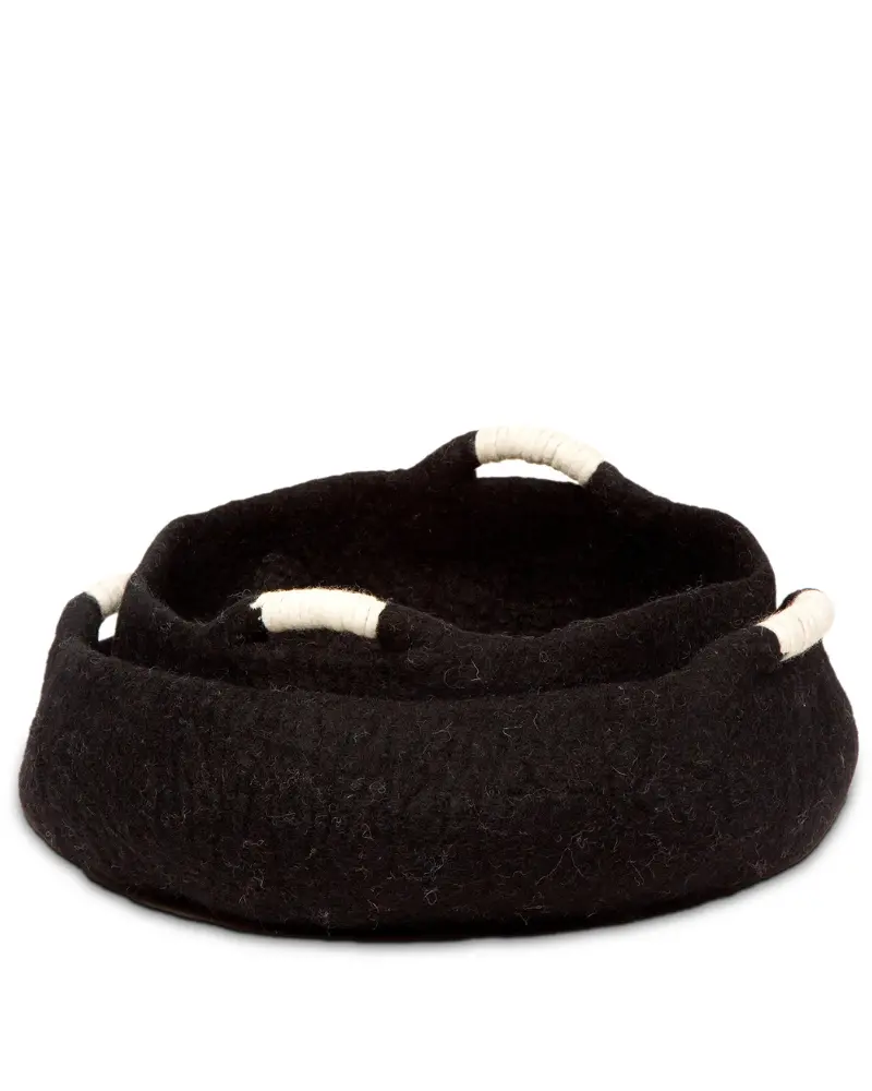 Wool Multi-Functional Pet Basket In Black 1