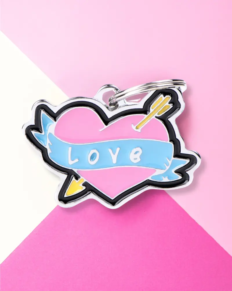 Love Struck Custom Heart Pet Id Tag 1