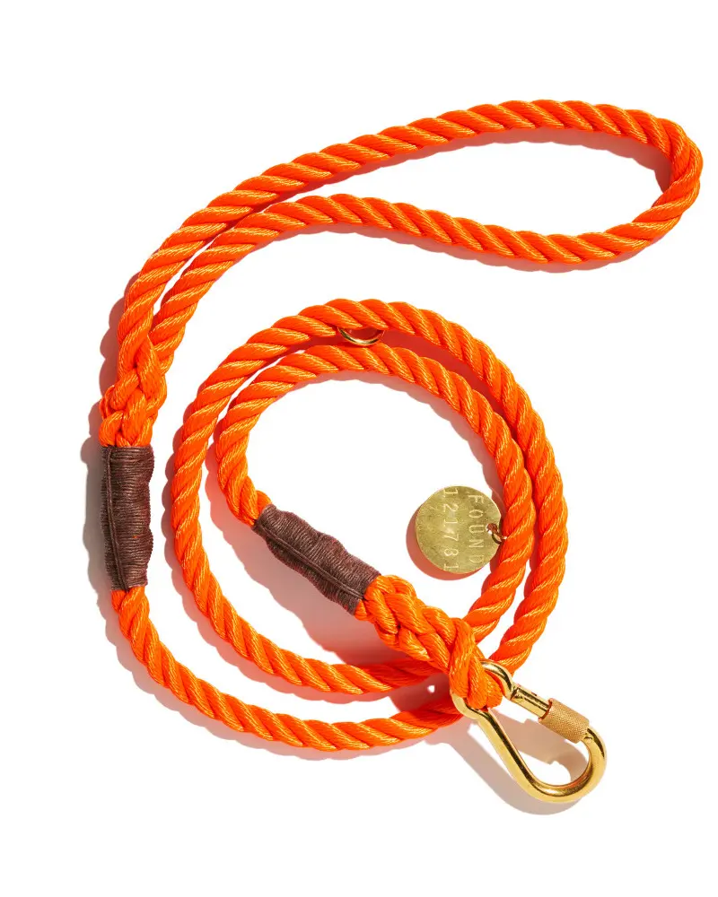 Standard Rope Dog Leash In Rescue Orange (Made In The Usa) (Final Sale) 1