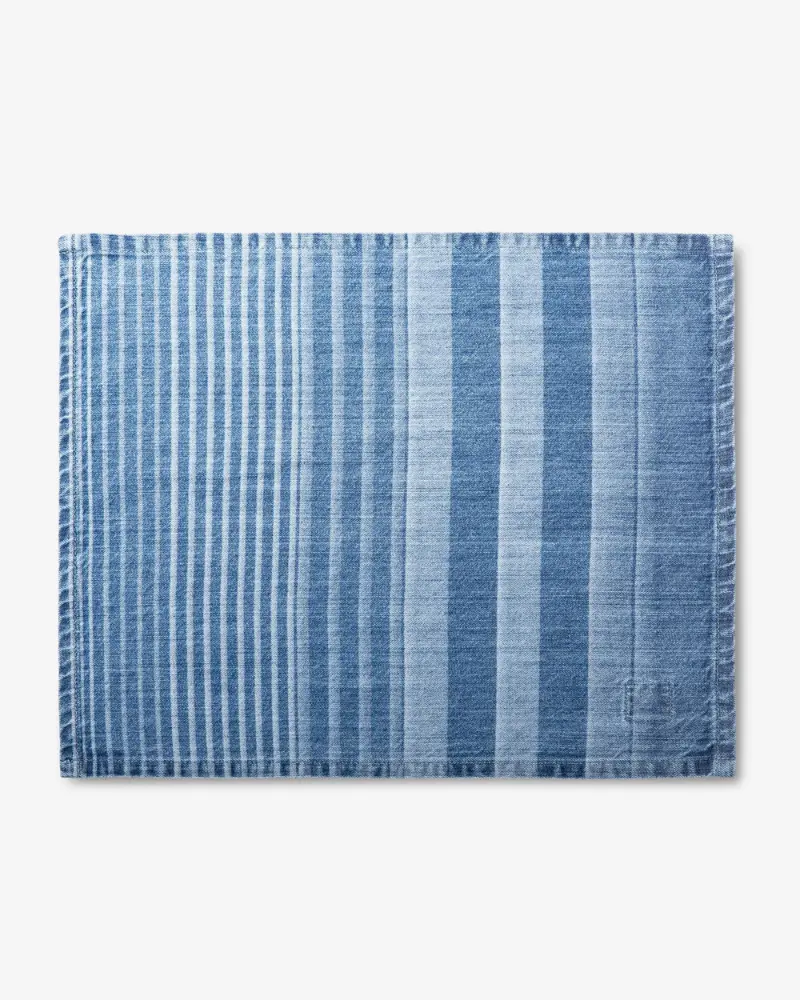 Striped Denim Placemat In Light Wash (Made In The Usa) 1