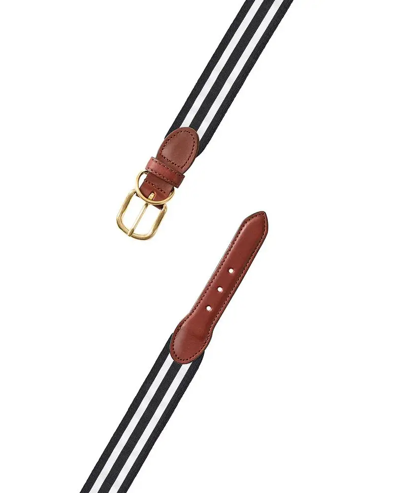Black & White Stripe Ribbon Dog Collar (Made In The Usa) (Final Sale) 1