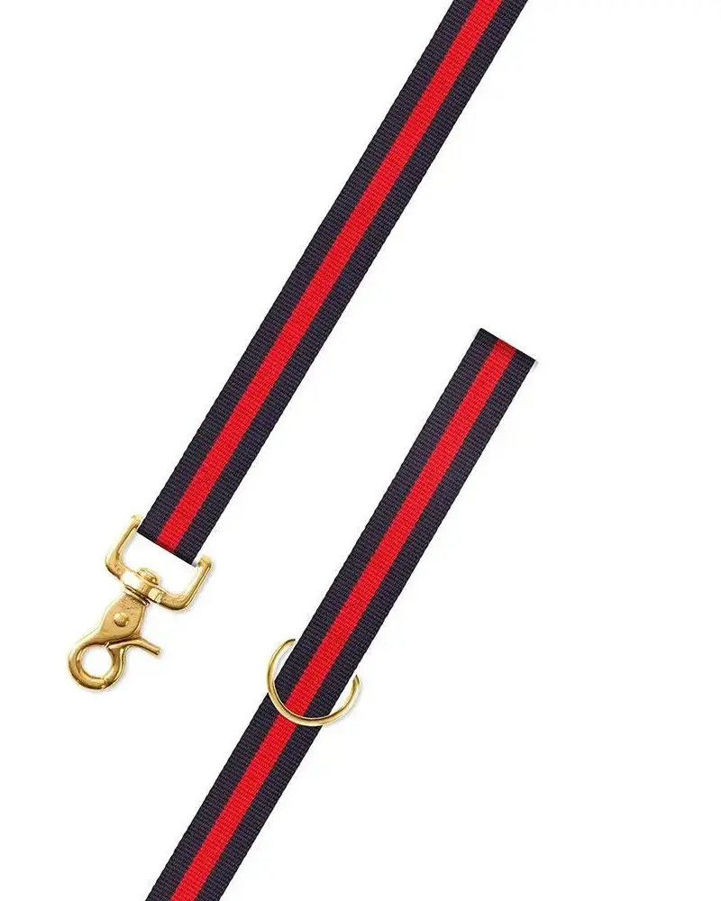 Navy & Red Stripe Dog Leash (Made In The Usa) 1