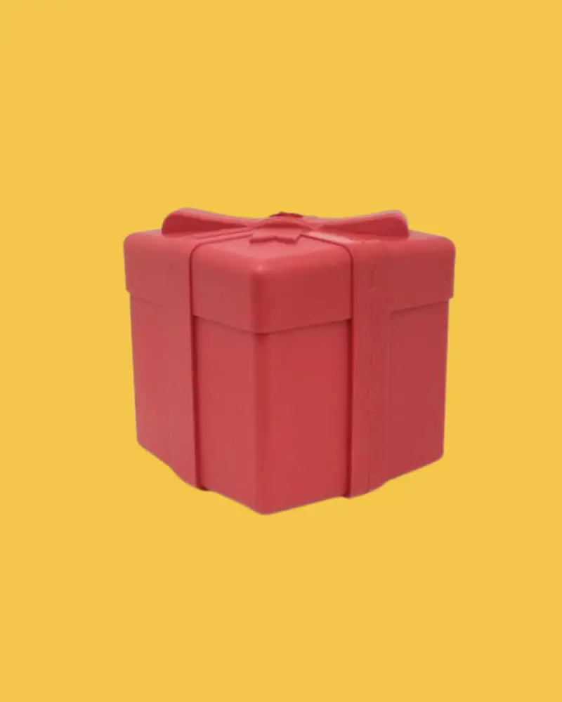 Durable Rubber Gift Box Chew Toy & Dog Treat Dispenser (Made In The Usa) 1