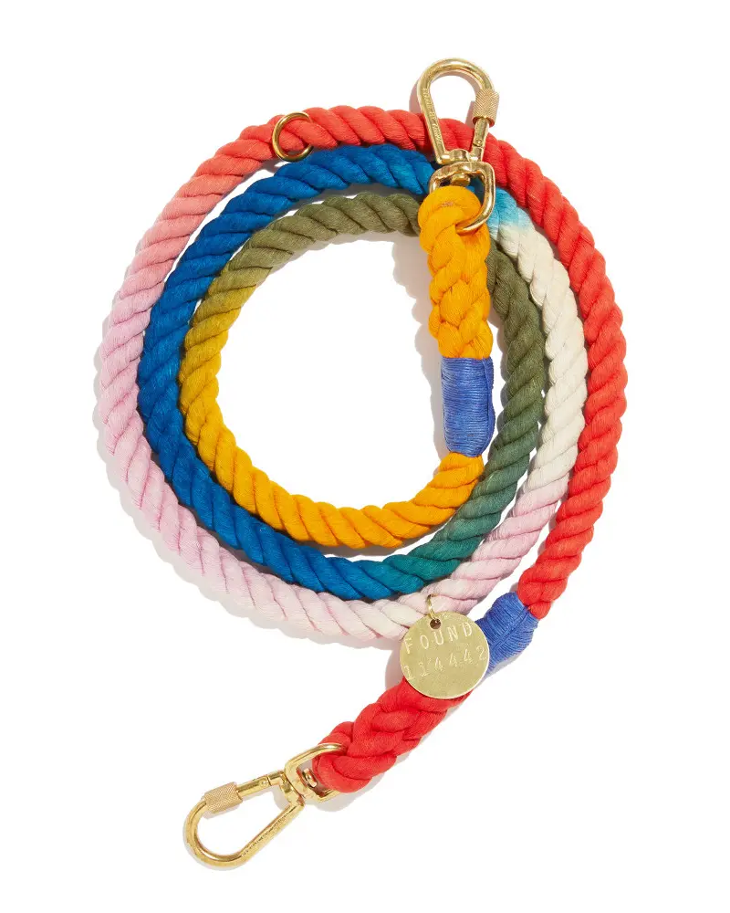 Adjustable Rope Dog Lead In Henri Ombre (Made In The Usa) 1