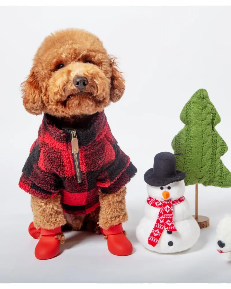 Wubby Quarter-Zip Dog Fleece In Buffalo Plaid (Clearance) 1